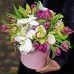 Bouquet in a hatbox with palinopsia and tulips Bouquet in a hatbox with palinopsia and tulips